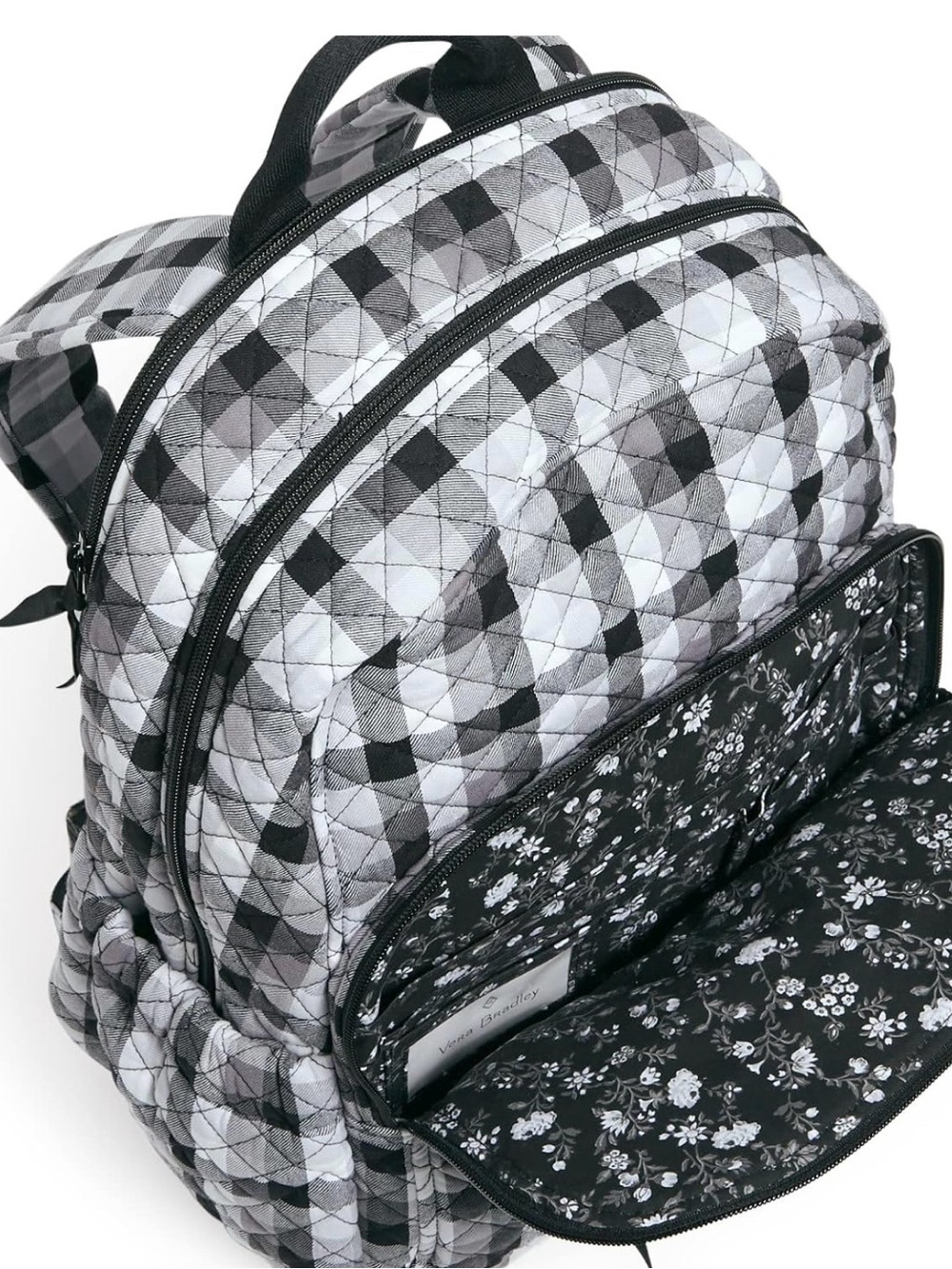 Vera Bradley Quilted Plaid cotton campus kingbird backpack - Picture 3 of 5